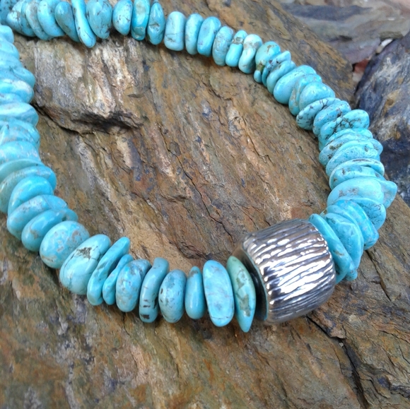 Sterling Silver Turquoise Nugget NECKLACE - Picture 6 of 6